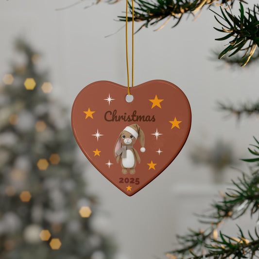 Personalized Folk Bunny Heart Ornament