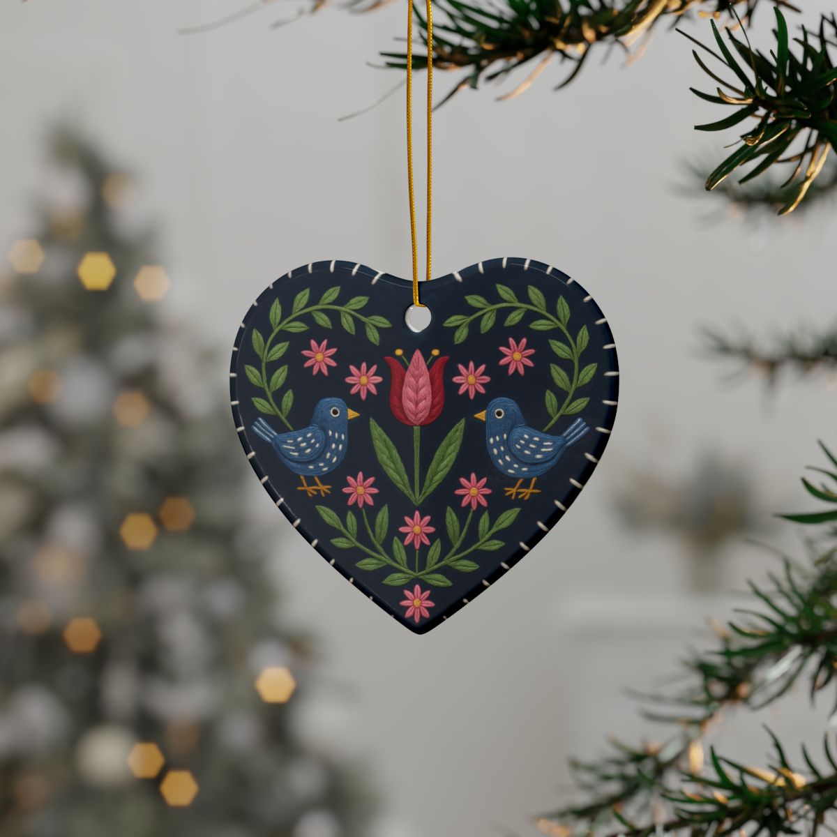 Folk Heart Ornament