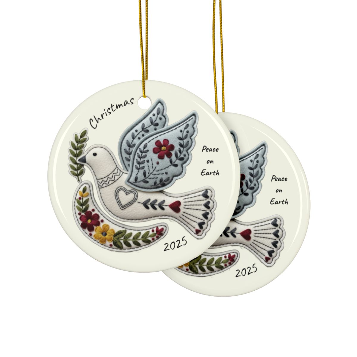 Personalized Folk Dove Ornament