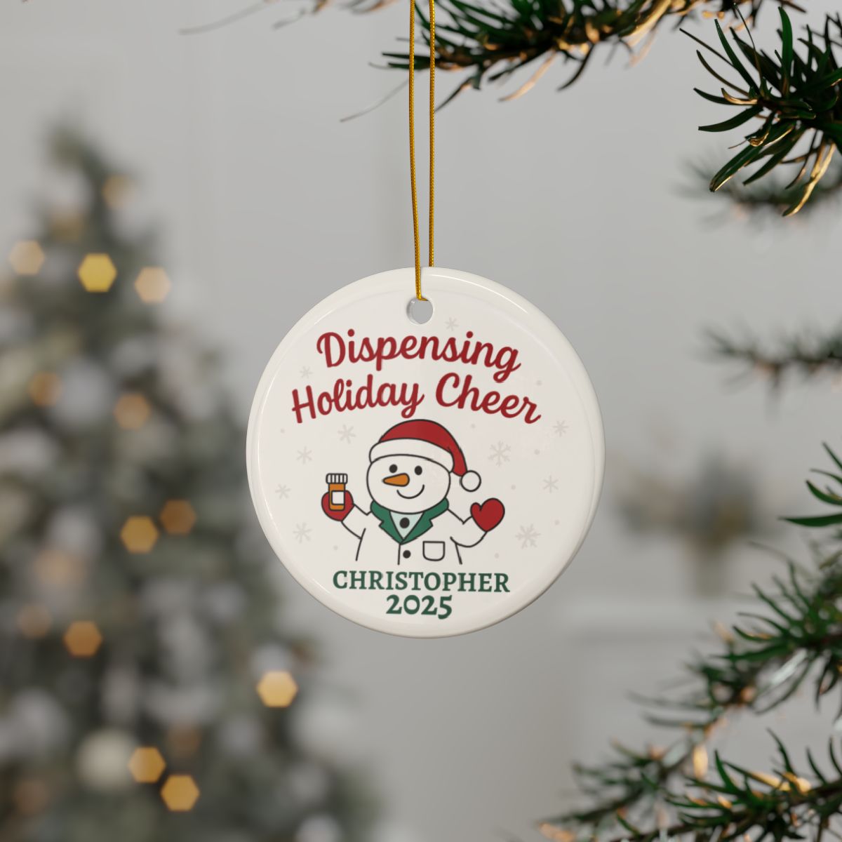 Dispensing Holiday Cheer Snowman Ornament for Pharmacists