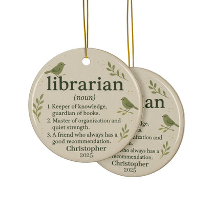Definition of a Librarian Christmas Ornament