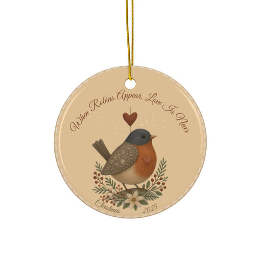 Personalized Folk American Robin Christmas Ornament