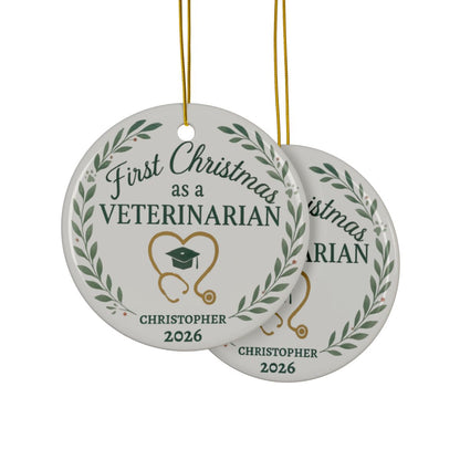 Personalized First Christmas as a Veterinarian Ornament