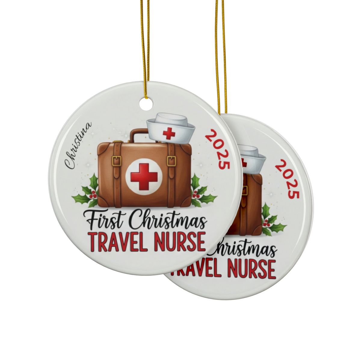 Personalized First Christmas Travel Nurse Ornament