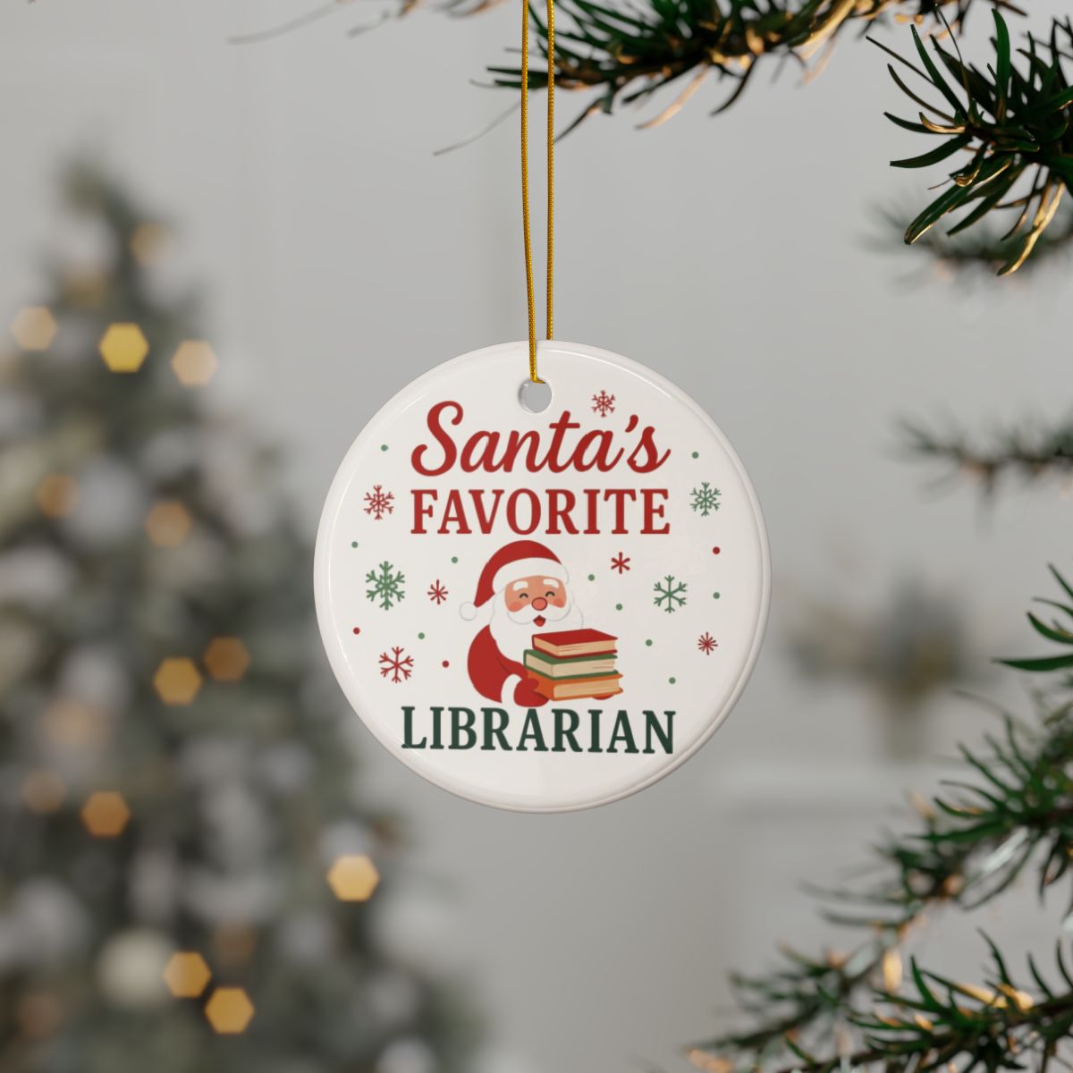 Santa’s Favorite Librarian Christmas Ornament