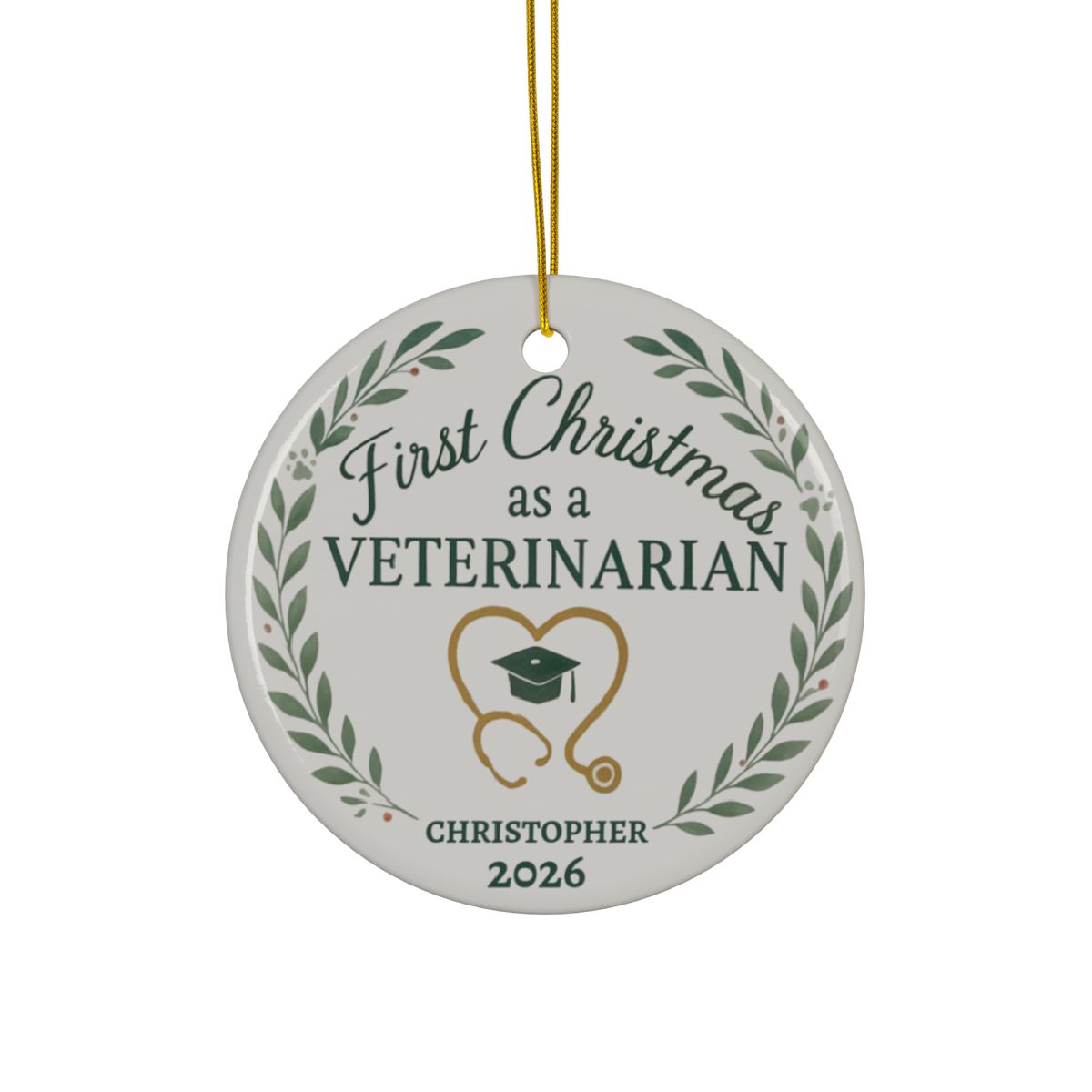 Personalized First Christmas as a Veterinarian Ornament