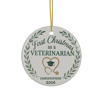 Personalized First Christmas as a Veterinarian Ornament