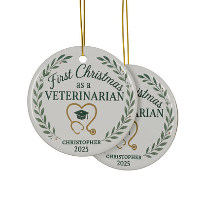 Personalized First Christmas as a Veterinarian Ornament