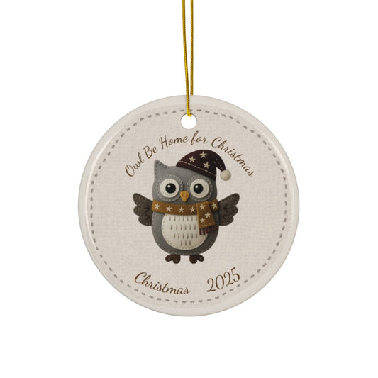 Personalized Folk Owl Christmas Ornament