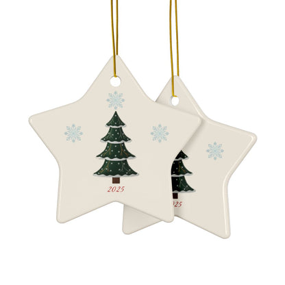 Personalized Folk Christmas Tree Star Ornament
