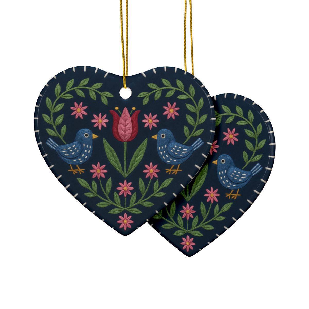 Folk Heart Ornament