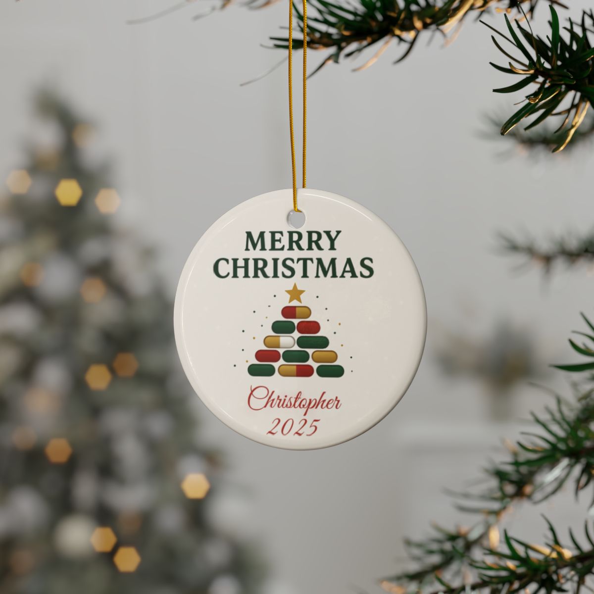 Christmas Pill Tree Ornament for Pharmacists