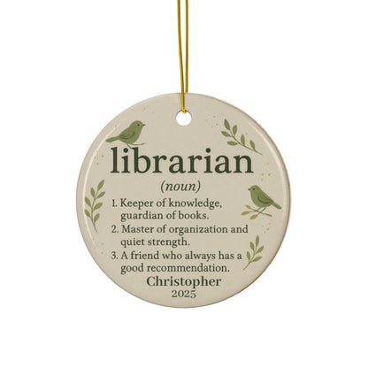 Definition of a Librarian Christmas Ornament