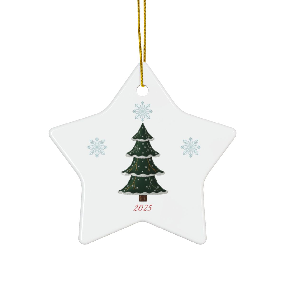 Personalized Folk Christmas Tree Star Ornament