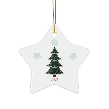 Personalized Folk Christmas Tree Star Ornament