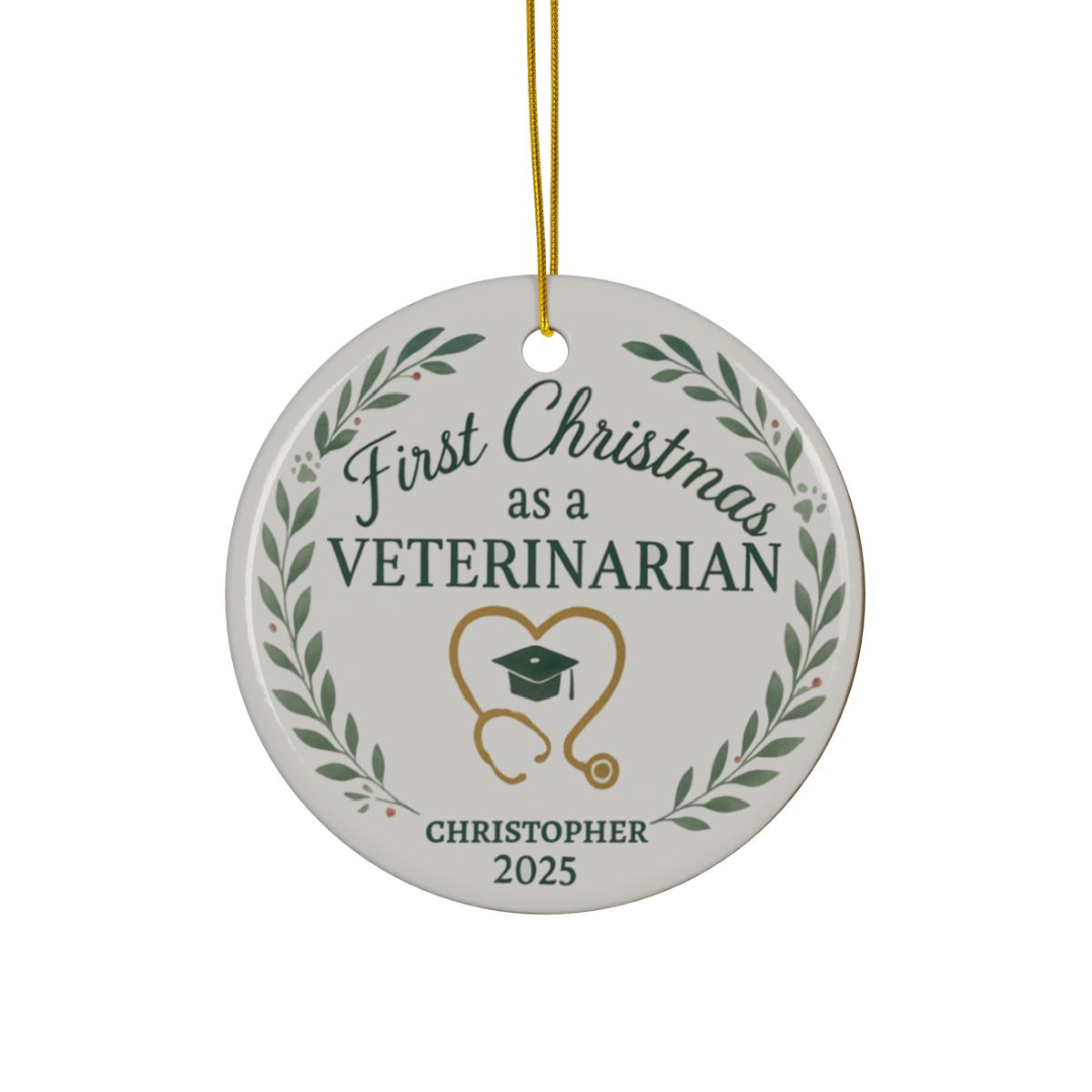 Personalized First Christmas as a Veterinarian Ornament