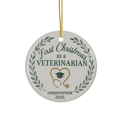 Personalized First Christmas as a Veterinarian Ornament