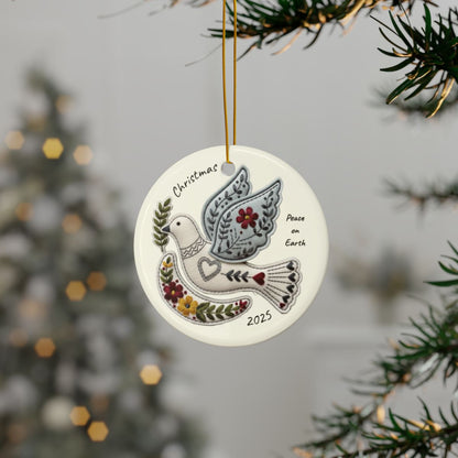 Personalized Folk Dove Ornament
