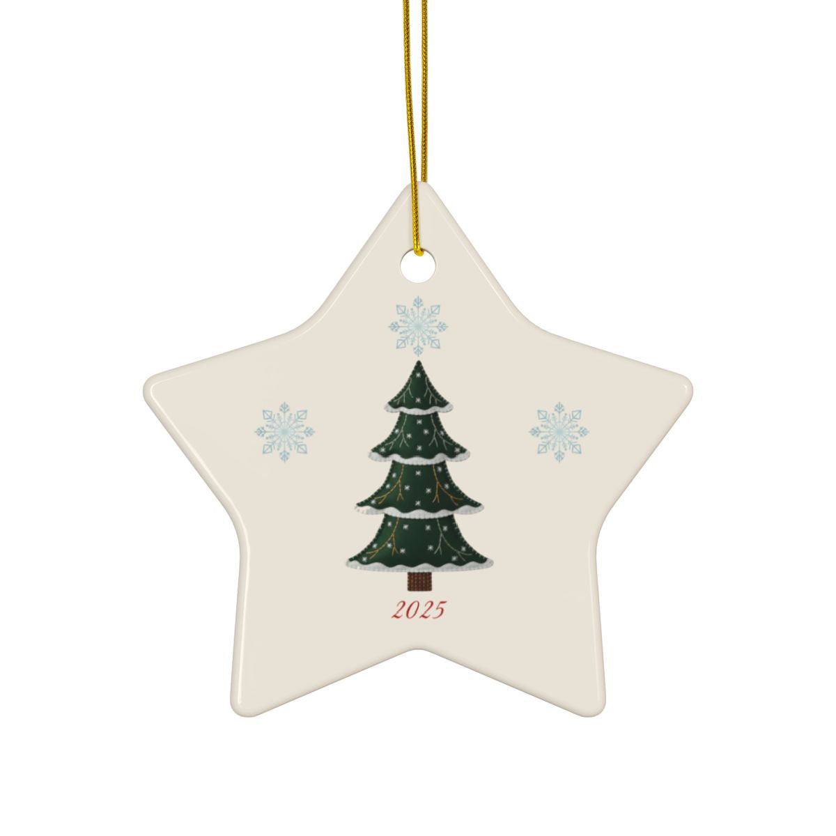 Personalized Folk Christmas Tree Star Ornament