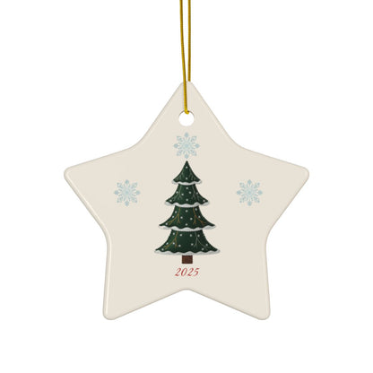 Personalized Folk Christmas Tree Star Ornament