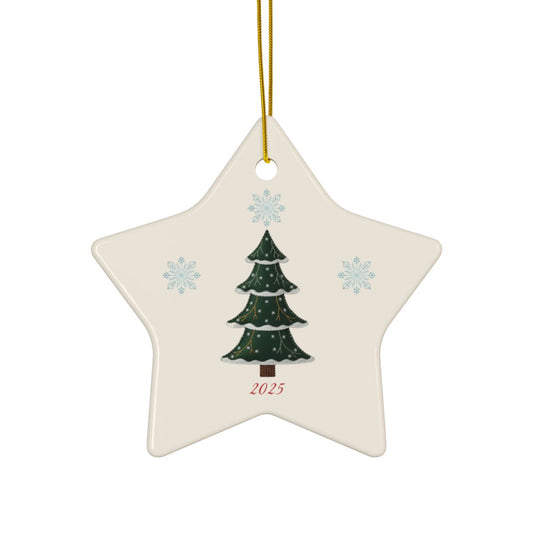 Personalized Folk Christmas Tree Star Ornament