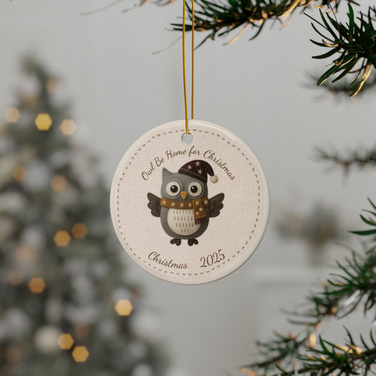 Personalized Folk Owl Christmas Ornament