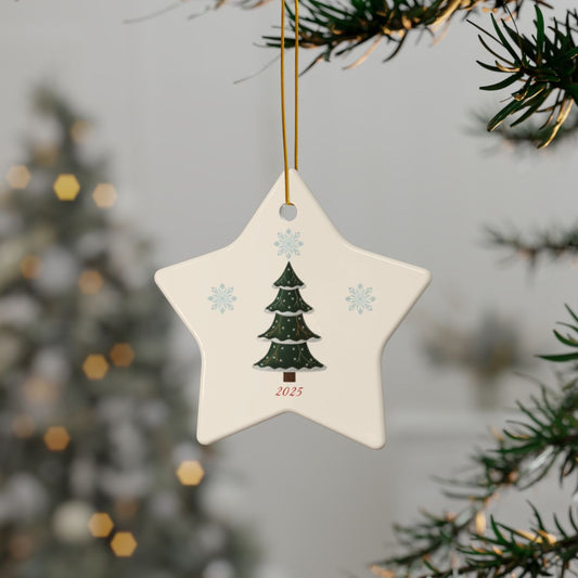 Personalized Folk Christmas Tree Star Ornament