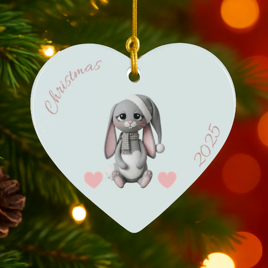 Personalized Folk Bunny Heart Ornament