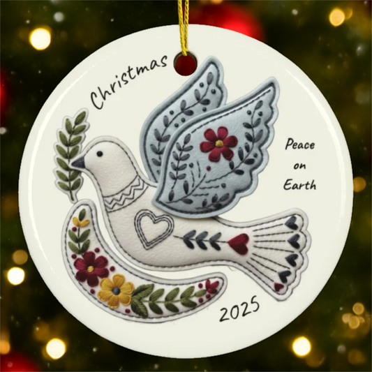 Personalized Folk Dove Ornament
