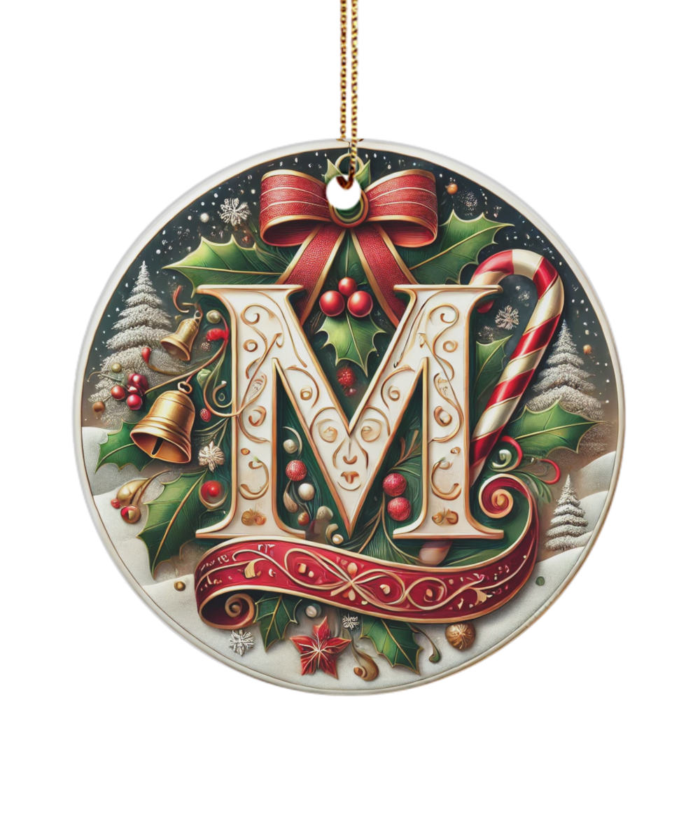 Christmas Letter M Ornament