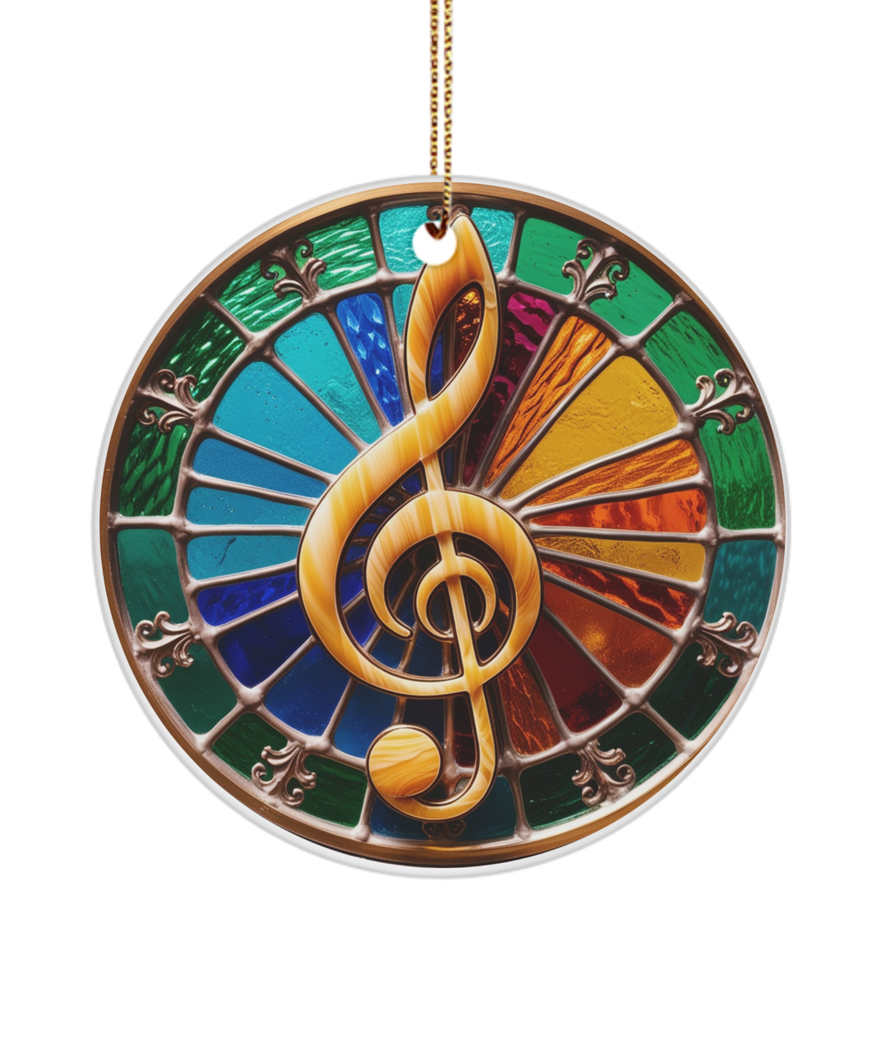 Music Treble Clef Ornament on Colorful Background