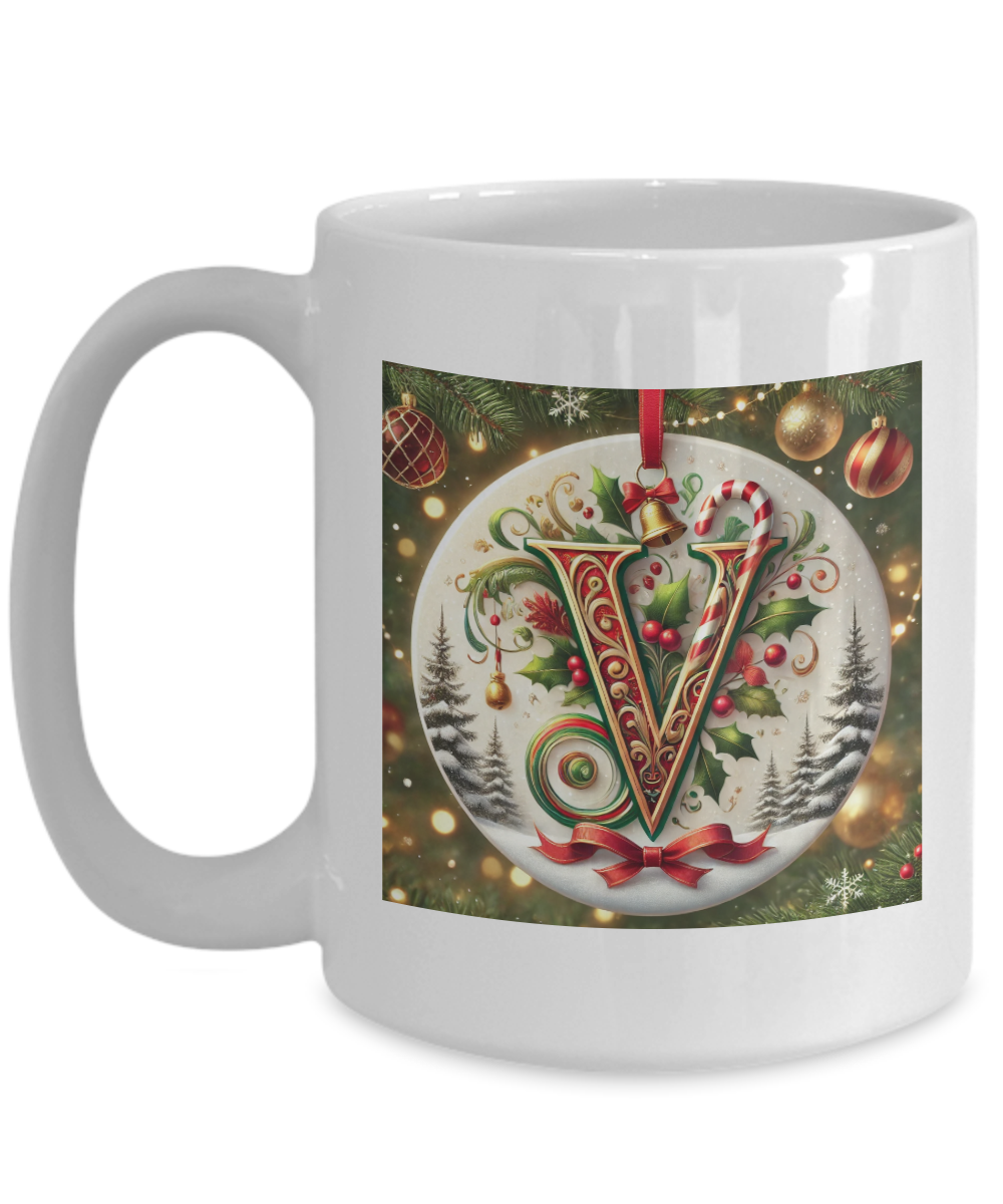 Christmas Letter V Mug