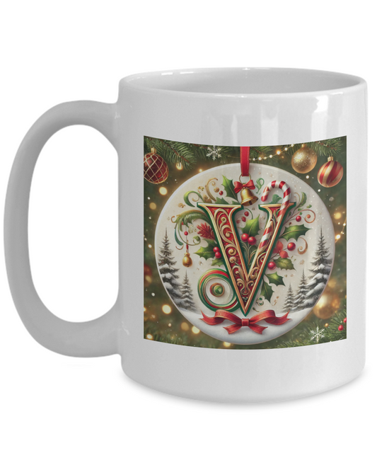 Christmas Letter V Mug