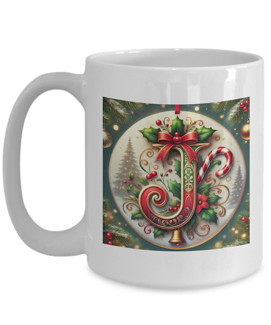 Christmas Letter J Mug