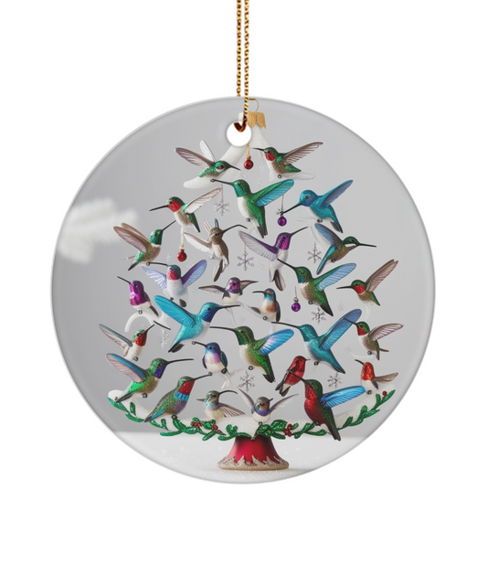 Hummingbirds in a Christmas Tree Ornament