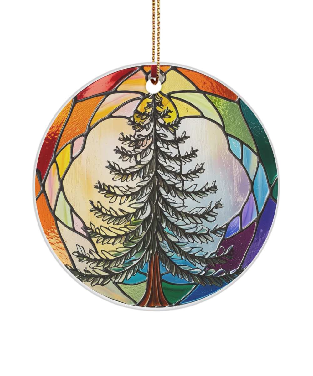 Christmas Tree on Stained Glass Style Ornament