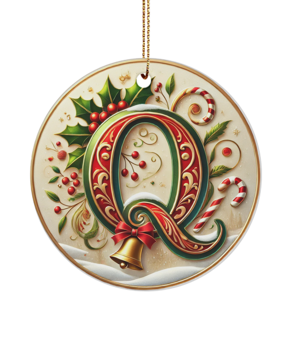 Christmas Letter Q Ornament