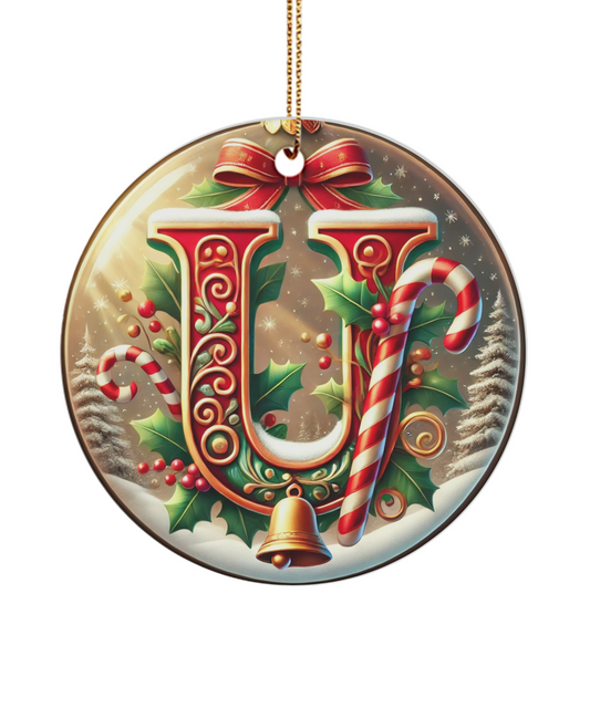 Christmas Letter U Ornament