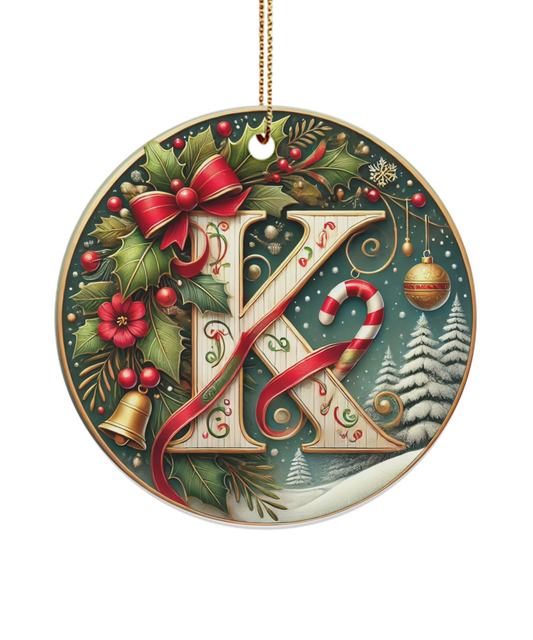 Christmas Letter K Ornament