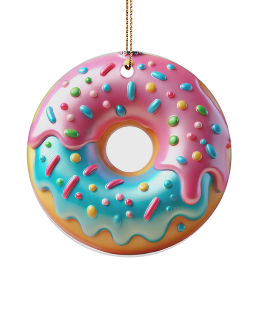 Pink and Blue Donut Ornament