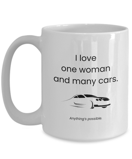 One Woman Many Cars Mug for Car Collectors