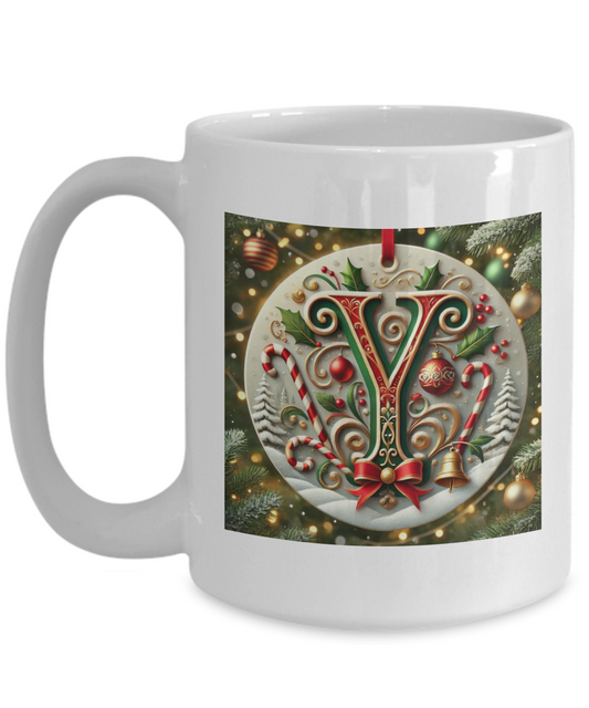 Christmas Letter Y Mug