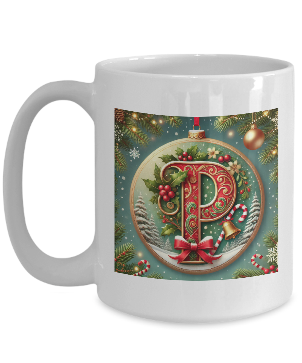 Christmas Letter P Mug