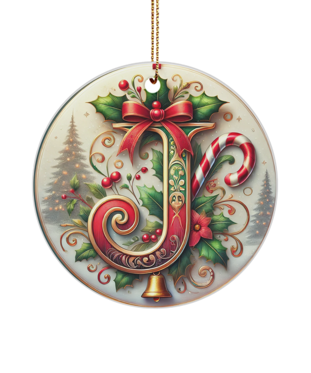 Christmas Letter J Ornament