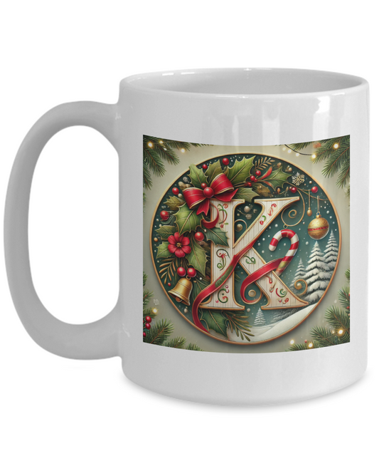 Christmas Letter K Mug