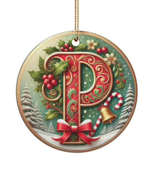 Christmas Letter P Ornament