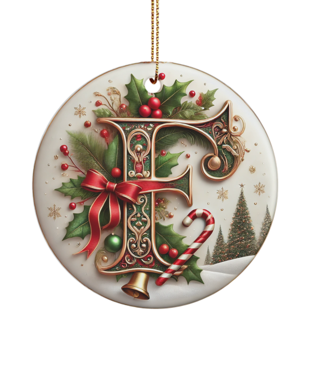 Christmas Letter F Ornament