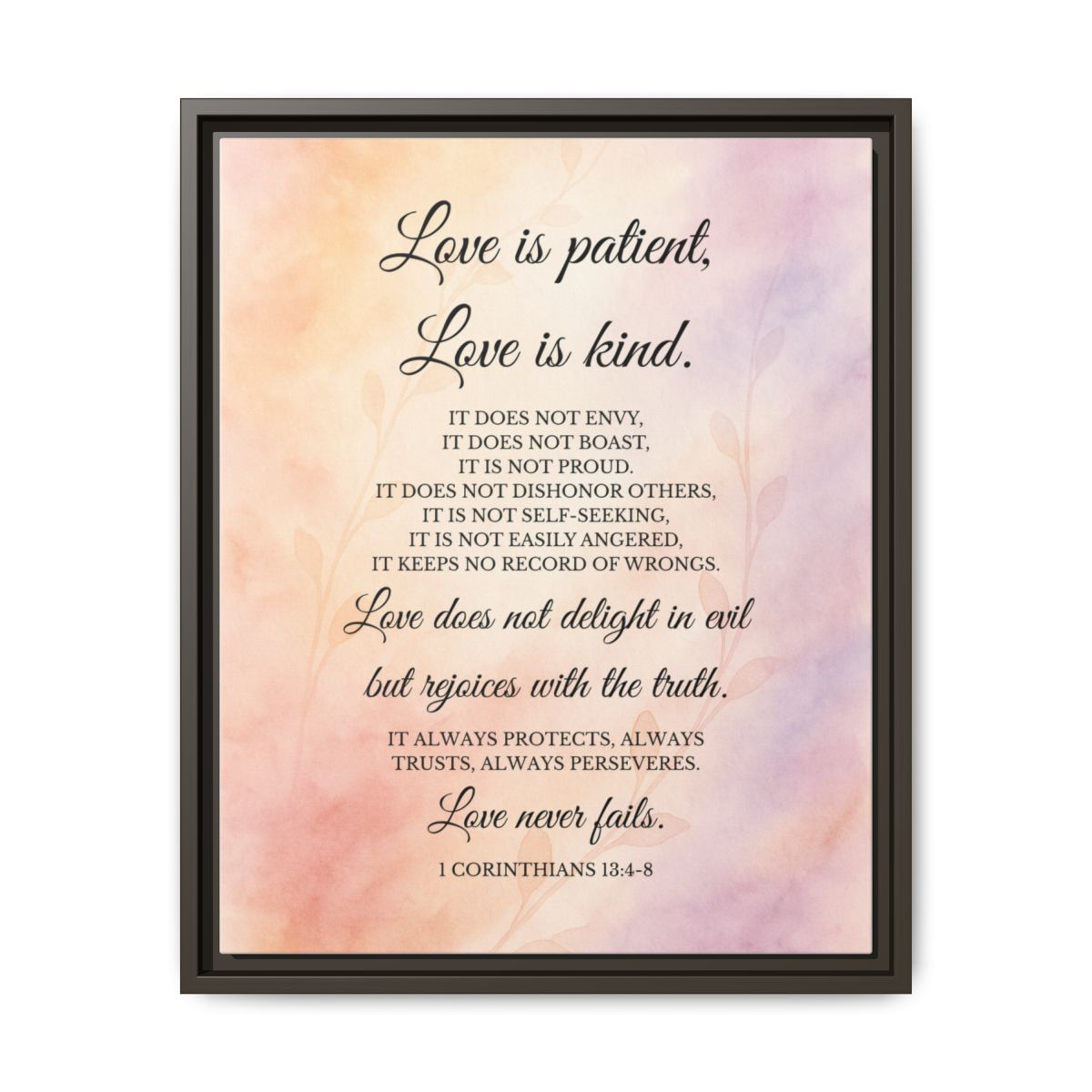 Love Is Patient Framed Wall Canvas