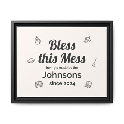 Bless this Mess Personalized Wall Canvas
