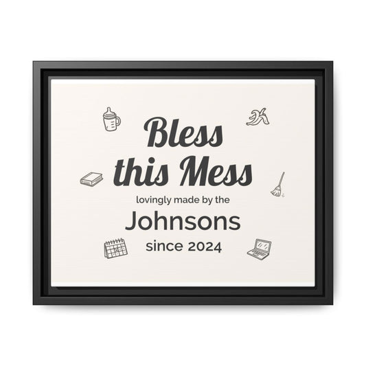 Bless this Mess Personalized Wall Canvas